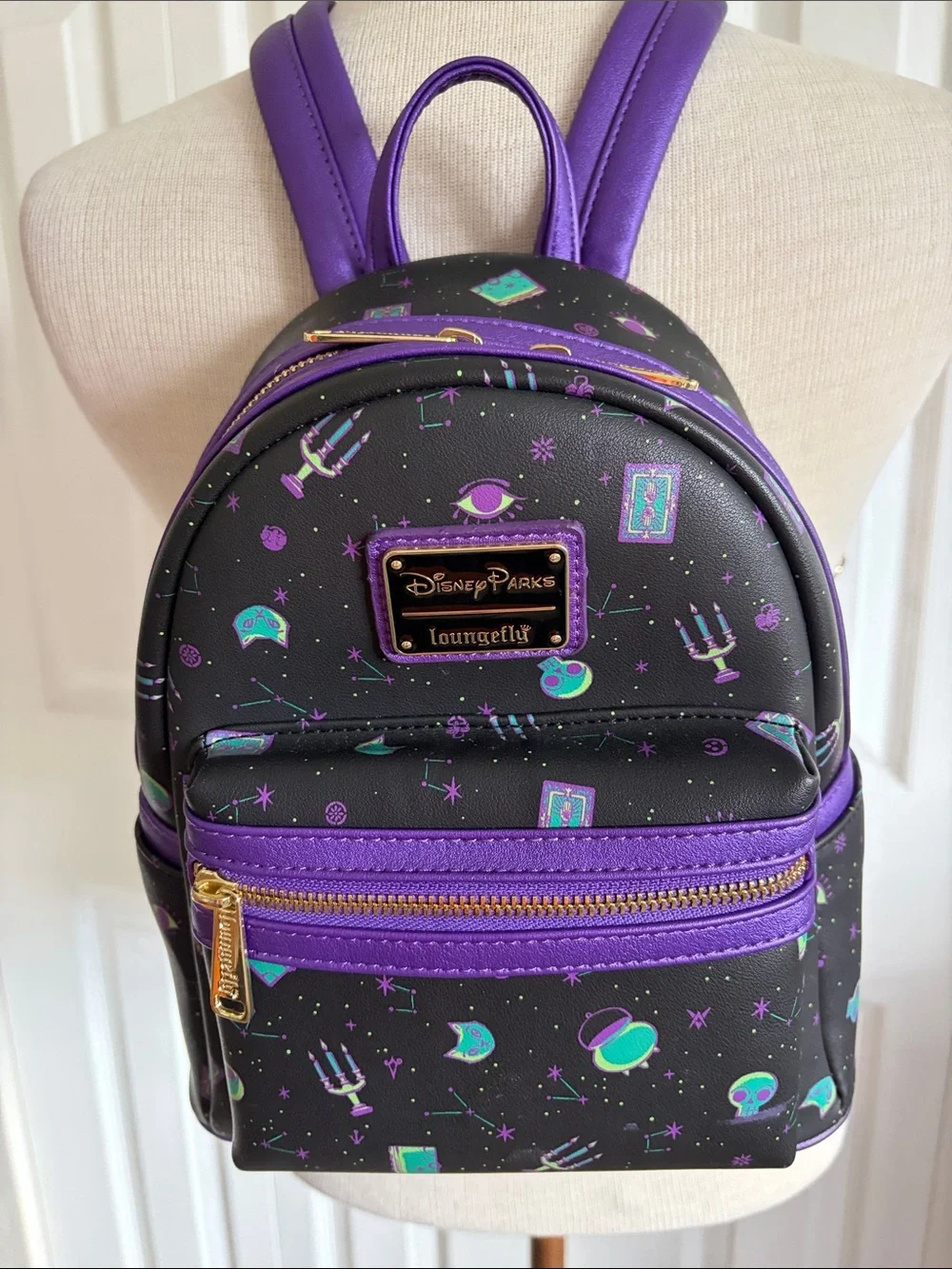 Disney Parks Loungefly Hocus-Pocus Mini Purple and Teal Space Print Backpack